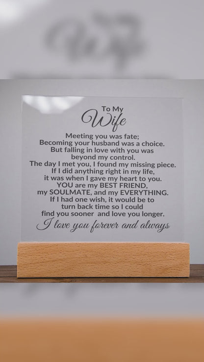 Heartfelt Gift for Wife You are My Best Friend, My Everything - Square Acrylic Plaque Personalized Birthday Anniversary Valentine Holiday
