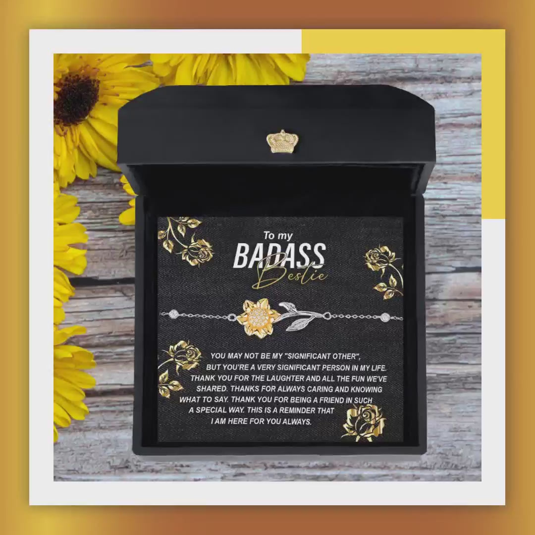 To My Badass Bestie Thank You For the Laughter and Fun Sunflower Bracelet by@Outfy