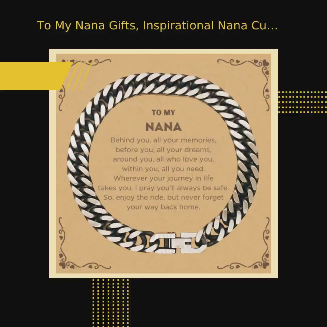 To My Nana Gifts, Inspirational Nana Cuban Link Chain Bracelet, Sentimental Birthday Christmas Unique Gifts For Nana Behind you, all your memories, before you, all your dreams, around you, all who love you, within you, all you need by@Outfy