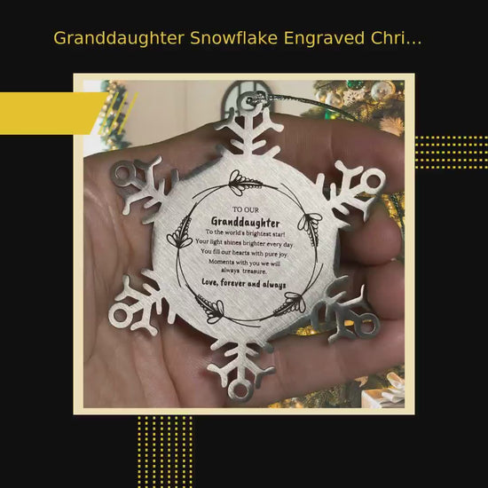Granddaughter Snowflake Engraved Christmas Ornament, To My Granddaughter You fill Our Hearts With Pure Joy. Our Moments With You We Will Always Treasure. by@Outfy