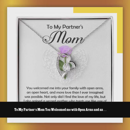 To My Partner's Mom You Welcomed me with Open Arms and an Open Heart Pendant Necklace by@Outfy