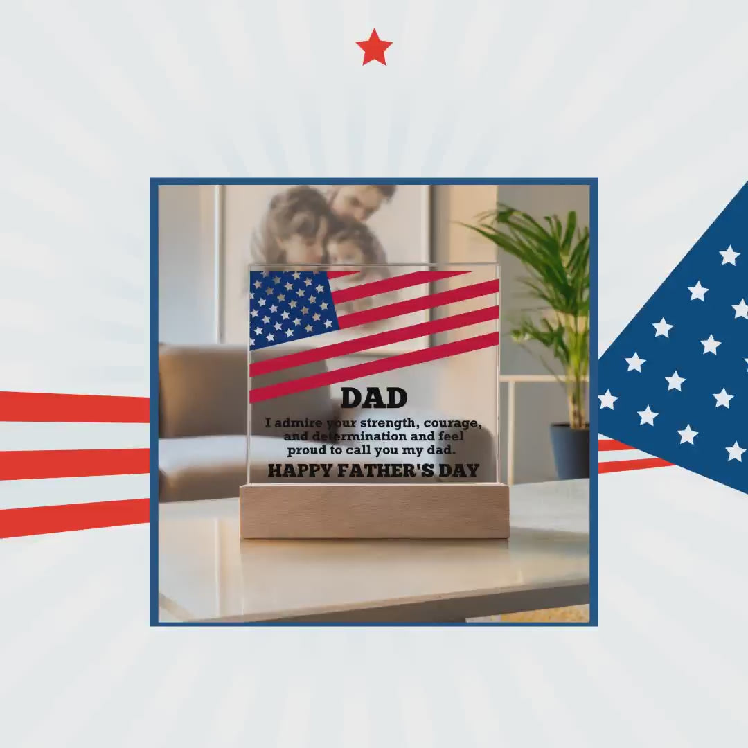 Dad, I Admire Your Strength Patriotic Personalized Acrylic Plaque by@Outfy