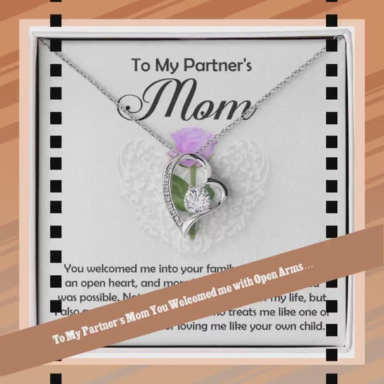 To My Partner's Mom You Welcomed me with Open Arms and an Open Heart Pendant Necklace by@Outfy