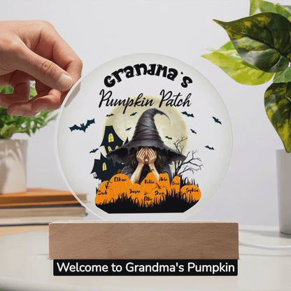 Grandma's Pumpkin Patch - Personalize with Grandkid's Names for a Spooky Halloween Acrylic Plaque