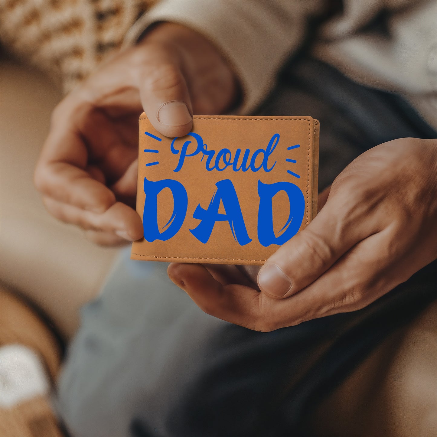 Proud Dad Custom Printed Leather Wallet