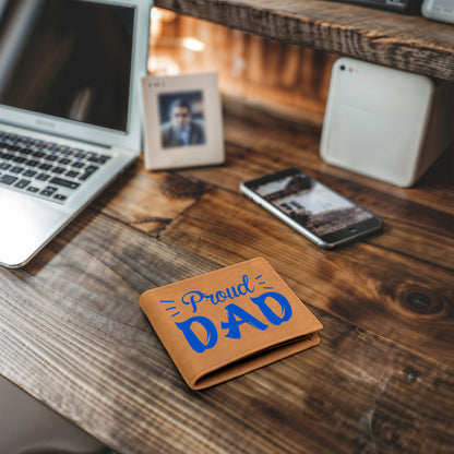 Proud Dad Custom Printed Leather Wallet