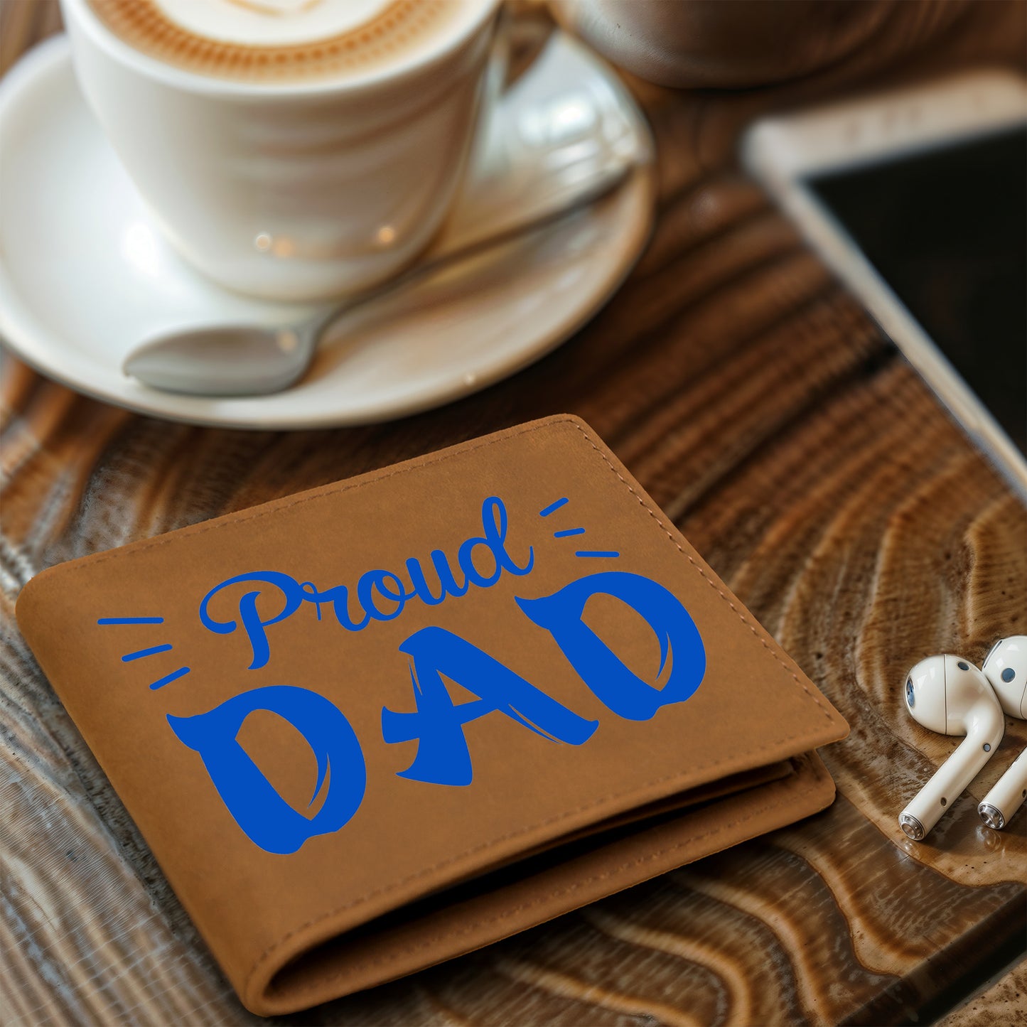 Proud Dad Custom Printed Leather Wallet