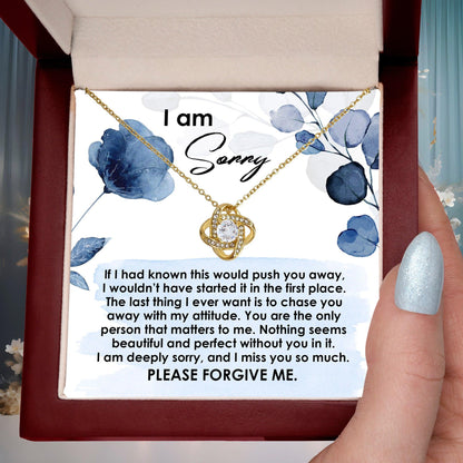 Apology Gift for Girlfriend, Wife, Soulmate - Sorry, Push You Away - Love Knot Pendant Necklace