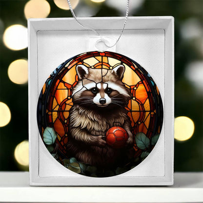 Raccoon Acrylic Keepsake Christmas Ornament Suncatcher - Mallard Moon Gift Shop