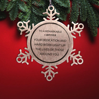 Remarkable Carpenter Gifts, Your dedication and hard work, Inspirational Birthday Christmas Unique Snowflake Ornament For Carpenter, Coworkers, Men, Women, Friends - Mallard Moon Gift Shop