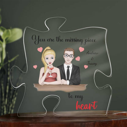 Romantic Couples Gift You Are the Missing Piece to My Heart Acrylic Puzzle Plaque - Mallard Moon Gift Shop