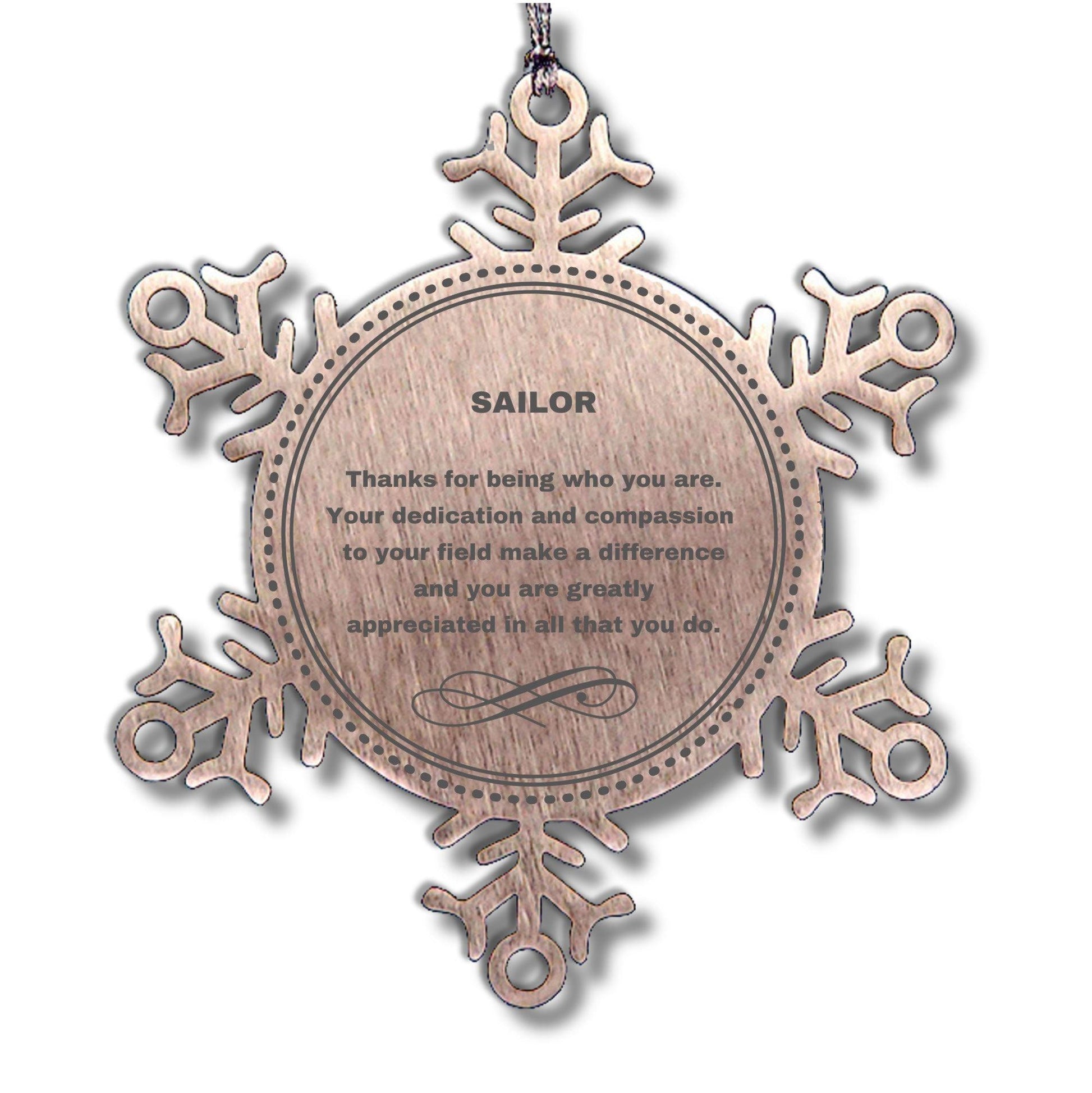 Sailor Snowflake Ornament - Thanks for being who you are - Birthday Christmas Jewelry Gifts Coworkers Colleague Boss - Mallard Moon Gift Shop