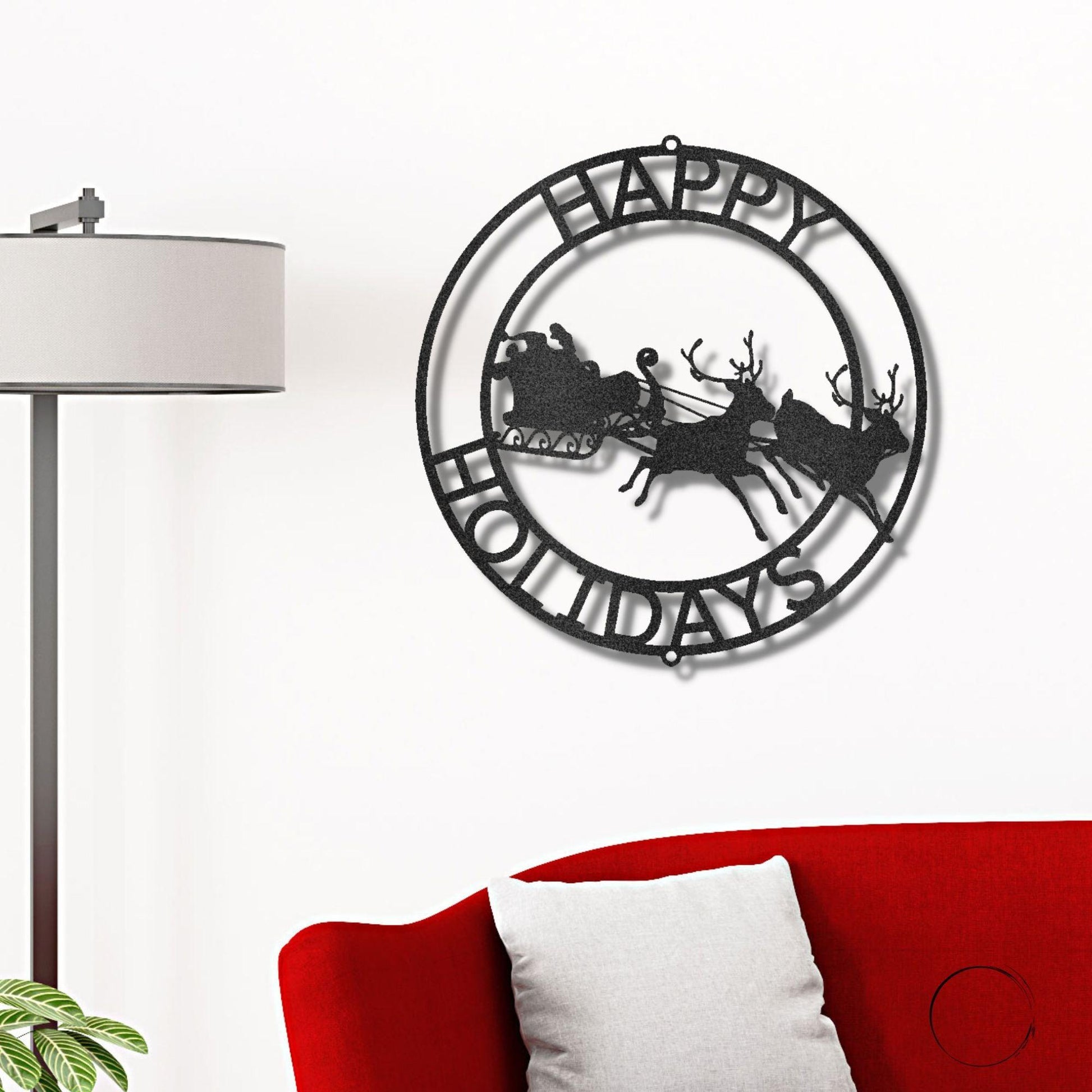 Santa's Sleigh and Reindeer Personalized Christmas Decor Metal Art Wall Sign - Mallard Moon Gift Shop