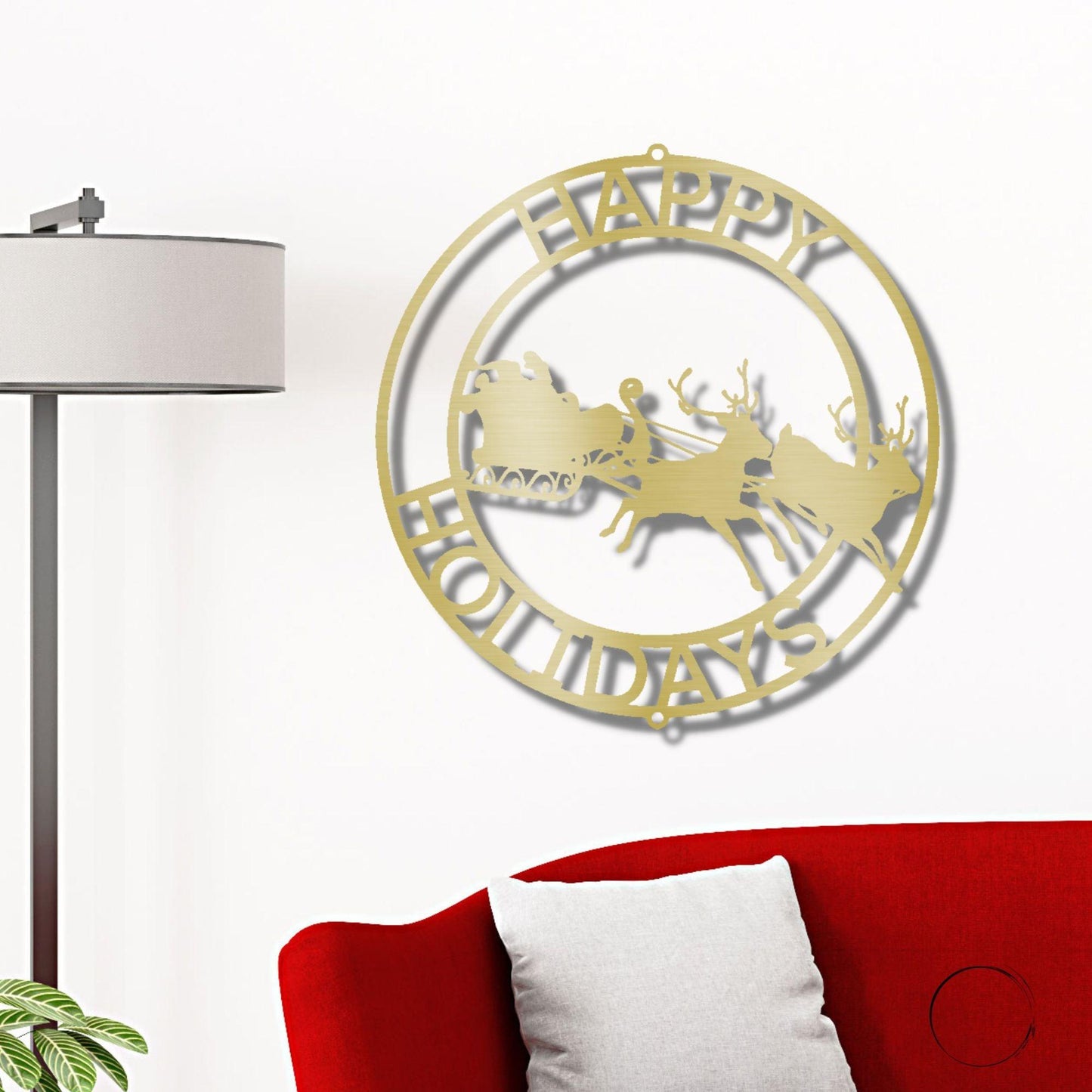 Santa's Sleigh and Reindeer Personalized Christmas Decor Metal Art Wall Sign - Mallard Moon Gift Shop