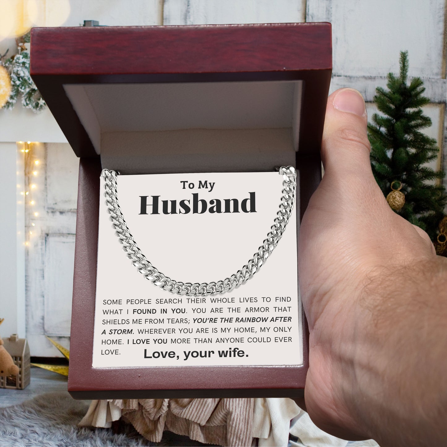To My Husband - My Armor - Cuban Link Chain Necklace