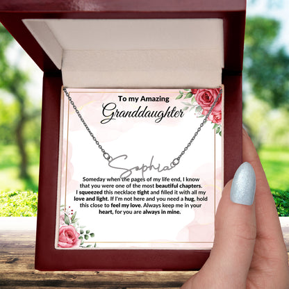 To My Amazing Granddaughter Personalized Script Name Necklace with Message Card