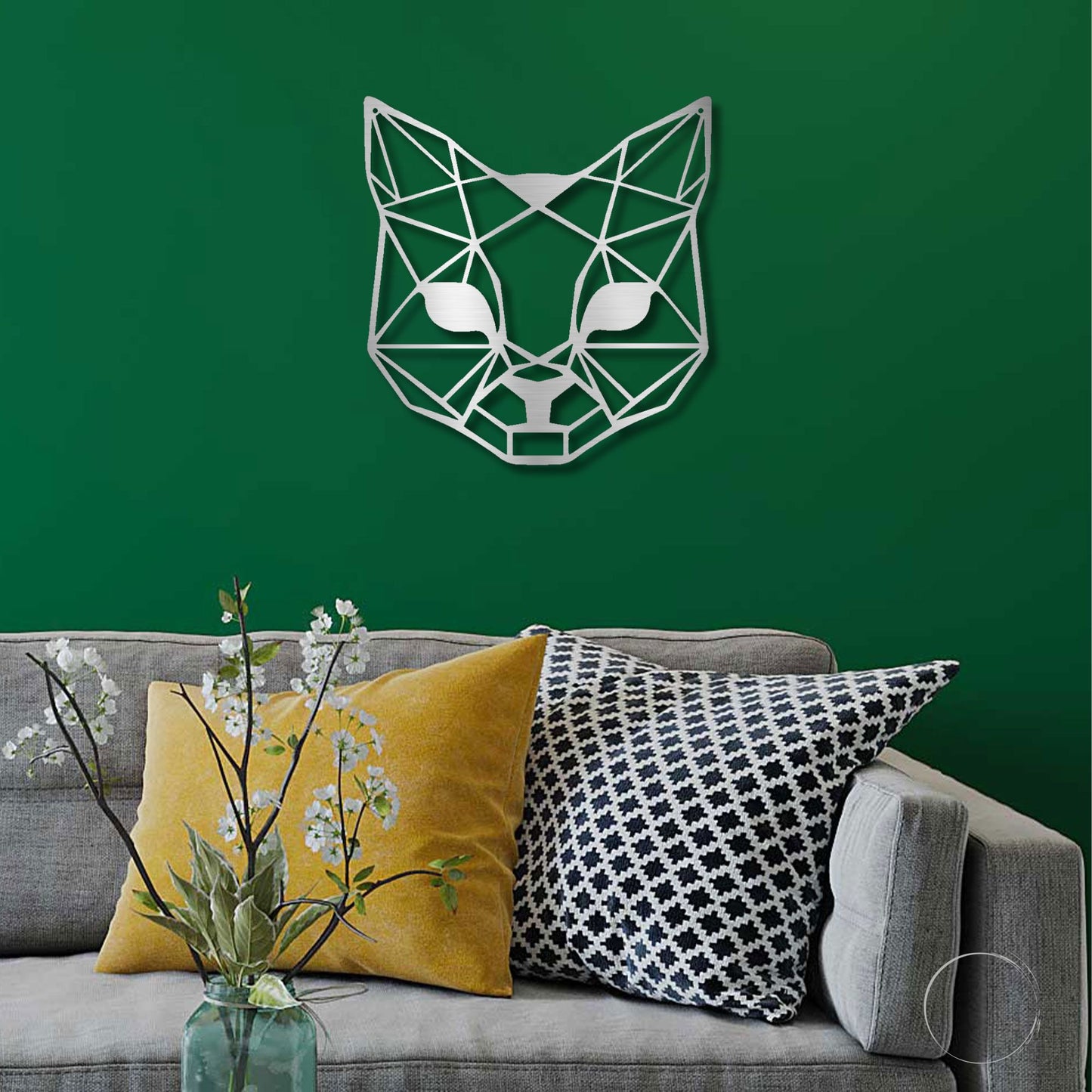 Cat Geometric Indoor Outdoor Steel Wall Sign