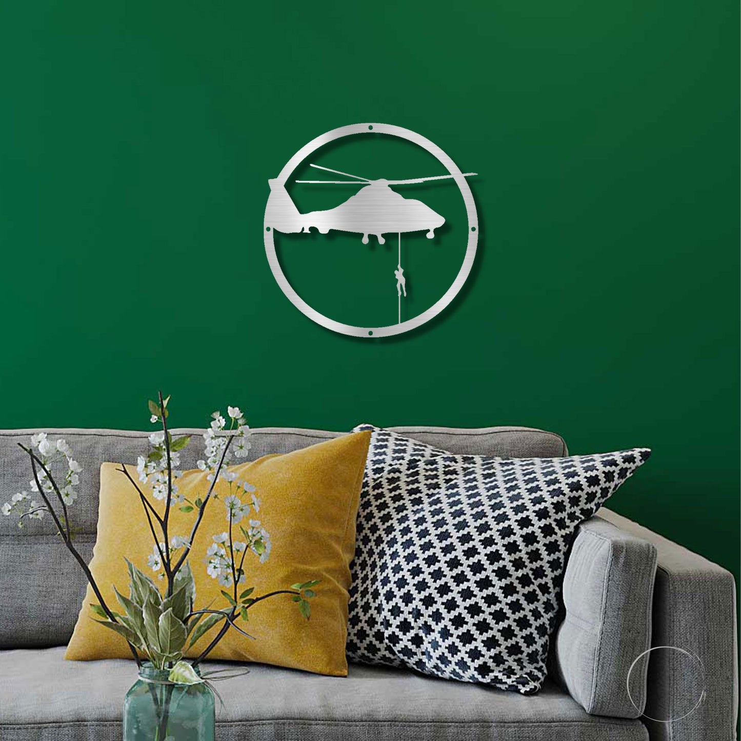 Helicopter Drop Metal Art Wall Sign