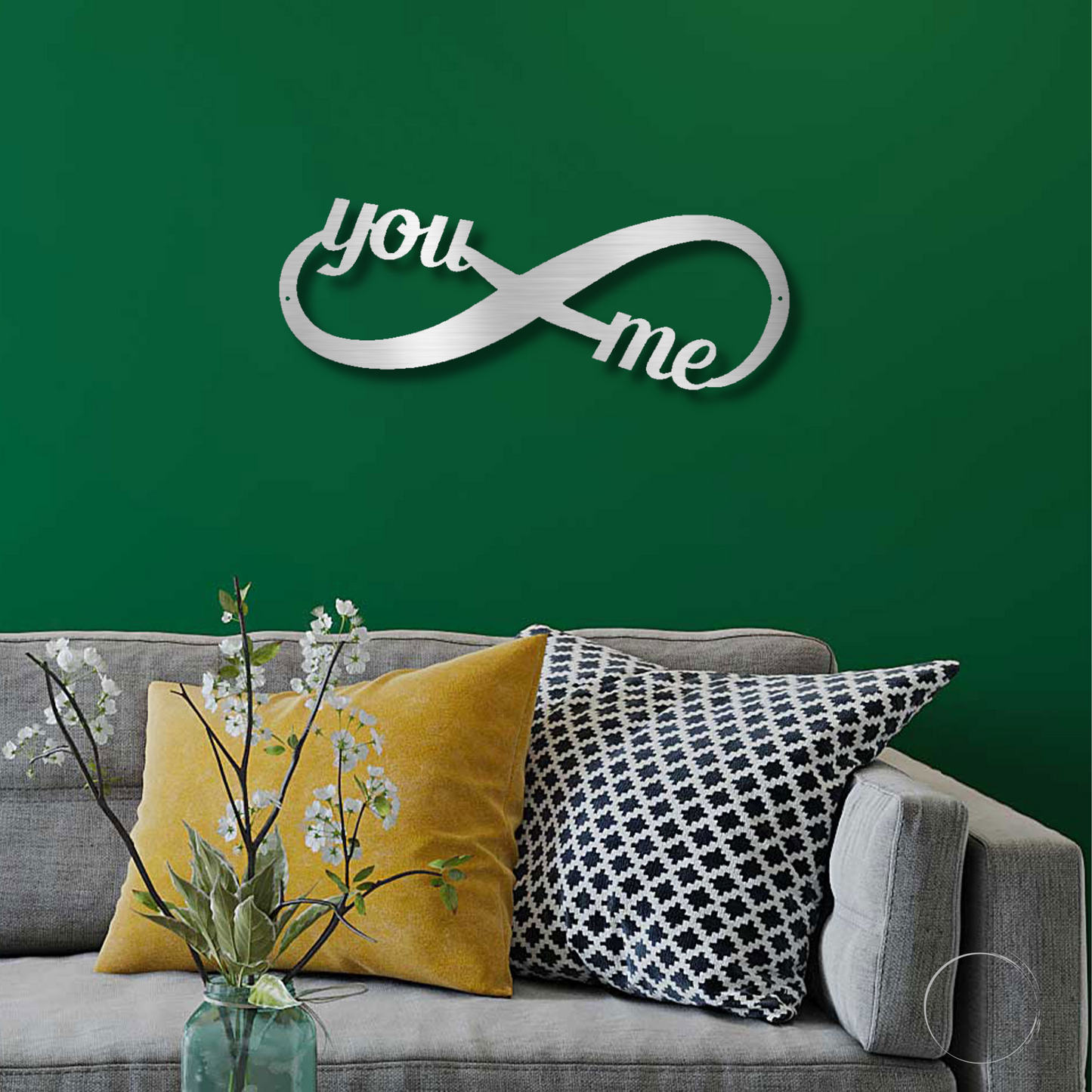 Romantic Home Decor "You & Me" Laser-Cut Infinity Metal Wall Art
