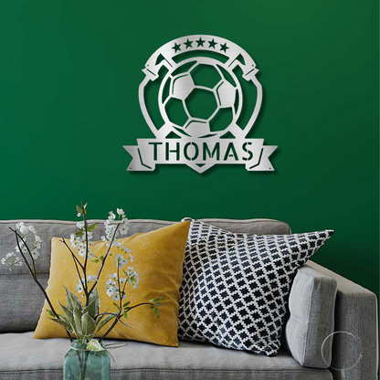 Soccer Plaque Custom Name Steel Wall Sign
