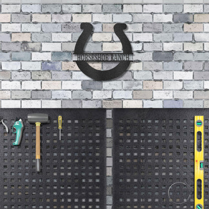 Simple Horseshoe Monogram Personalized Indoor Outdoor Steel Wall Sign Art - Mallard Moon Gift Shop