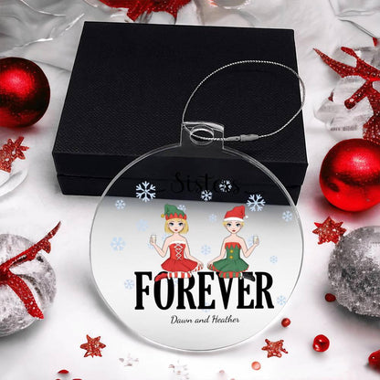 Sisters are Forever Personalized Acrylic Keepsake Christmas Ornament - Mallard Moon Gift Shop