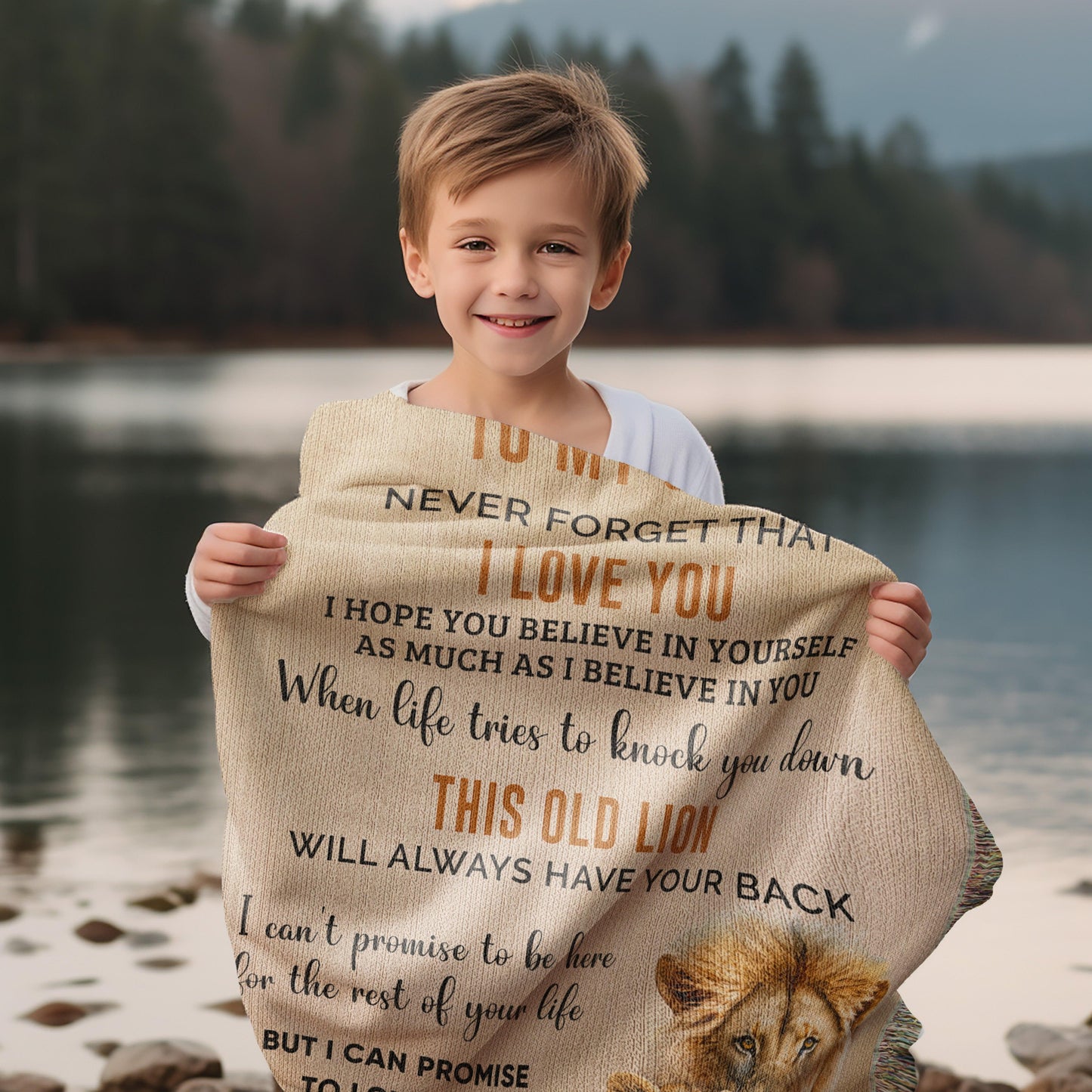 Son Believe in Yourself Personalized Heirloom Woven Cotton Blanket - Mallard Moon Gift Shop