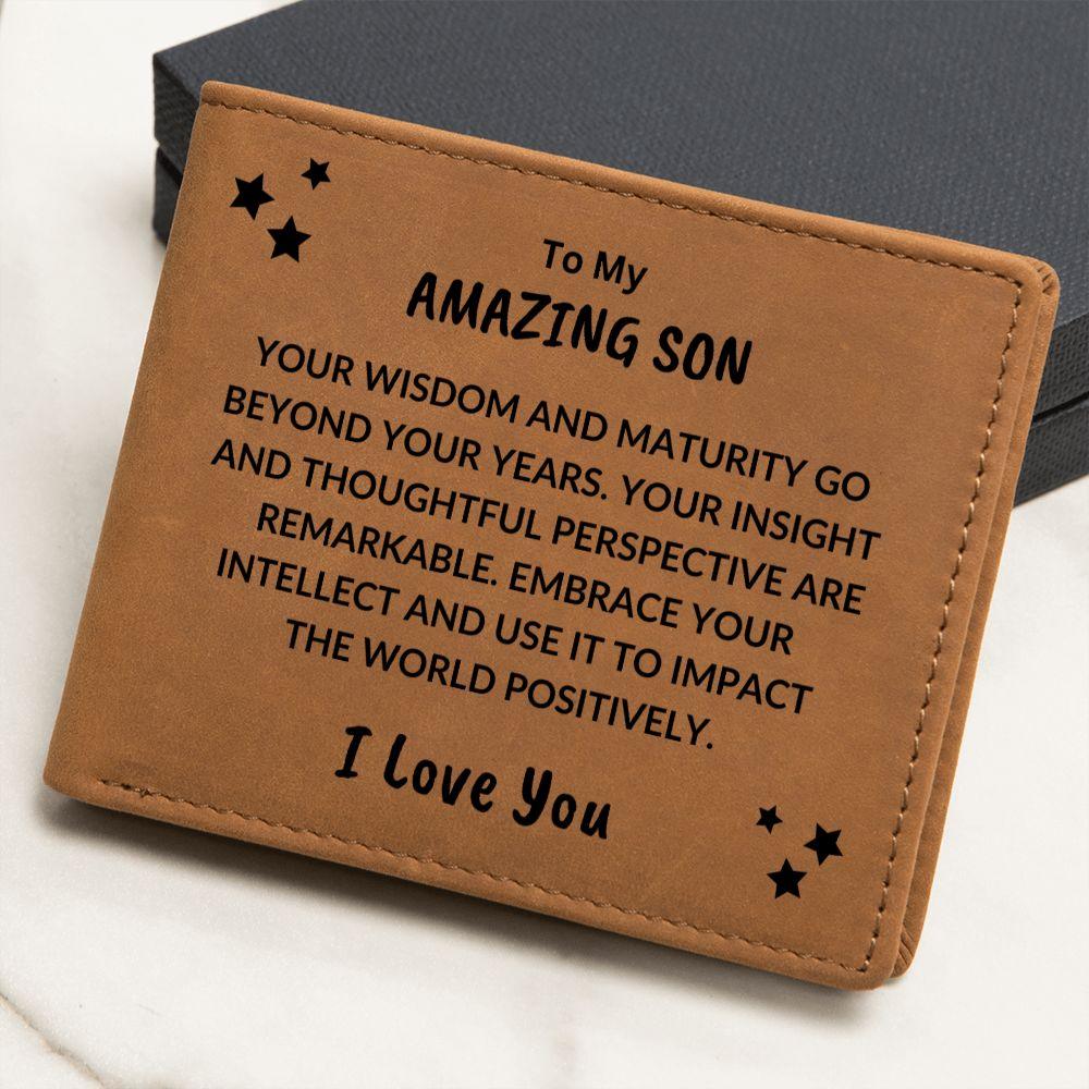 Son Birthday Graduation Custom Leather Wallet - Mallard Moon Gift Shop