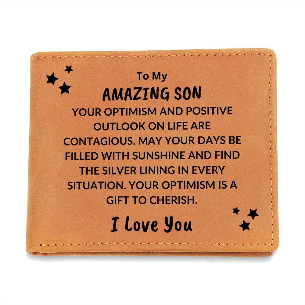 Son Birthday Graduation - Days Filled With Sunshine - Custom Leather Wallet - Mallard Moon Gift Shop