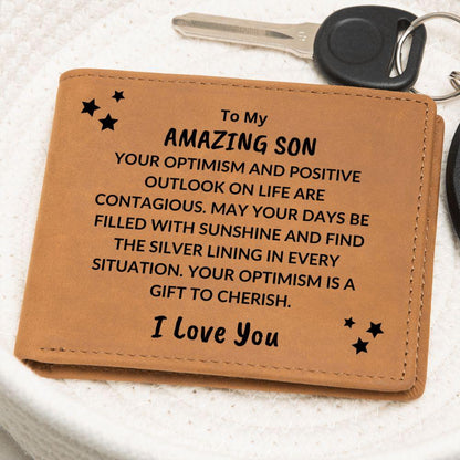 Son Birthday Graduation - Days Filled With Sunshine - Custom Leather Wallet - Mallard Moon Gift Shop