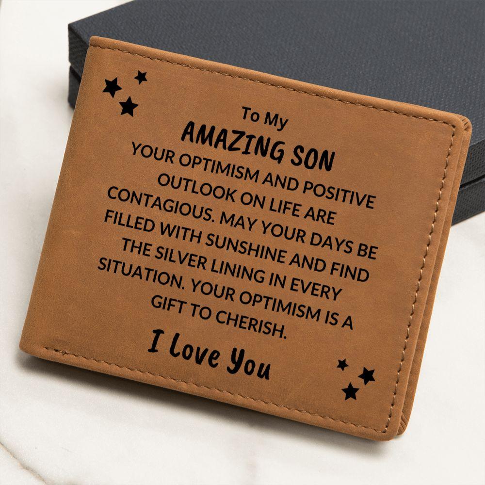 Son Birthday Graduation - Days Filled With Sunshine - Custom Leather Wallet - Mallard Moon Gift Shop