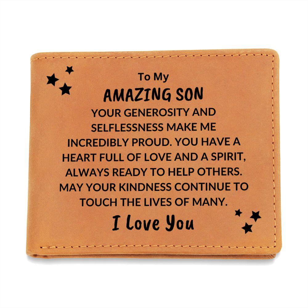 Son Birthday Graduation - Heart Full of Love - Custom Leather Wallet - Mallard Moon Gift Shop