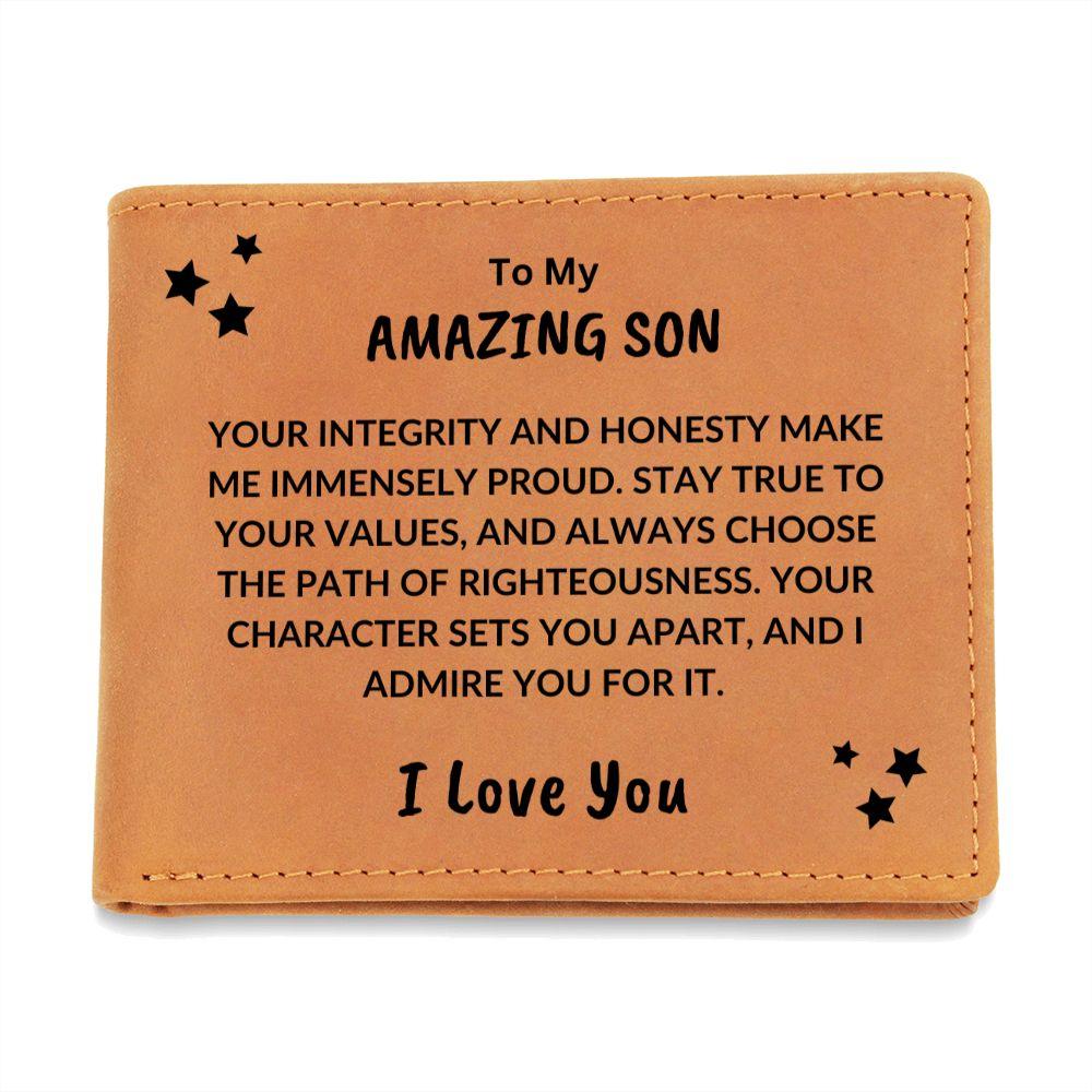 Son Birthday Graduation - I Admire You - Custom Leather Wallet - Mallard Moon Gift Shop