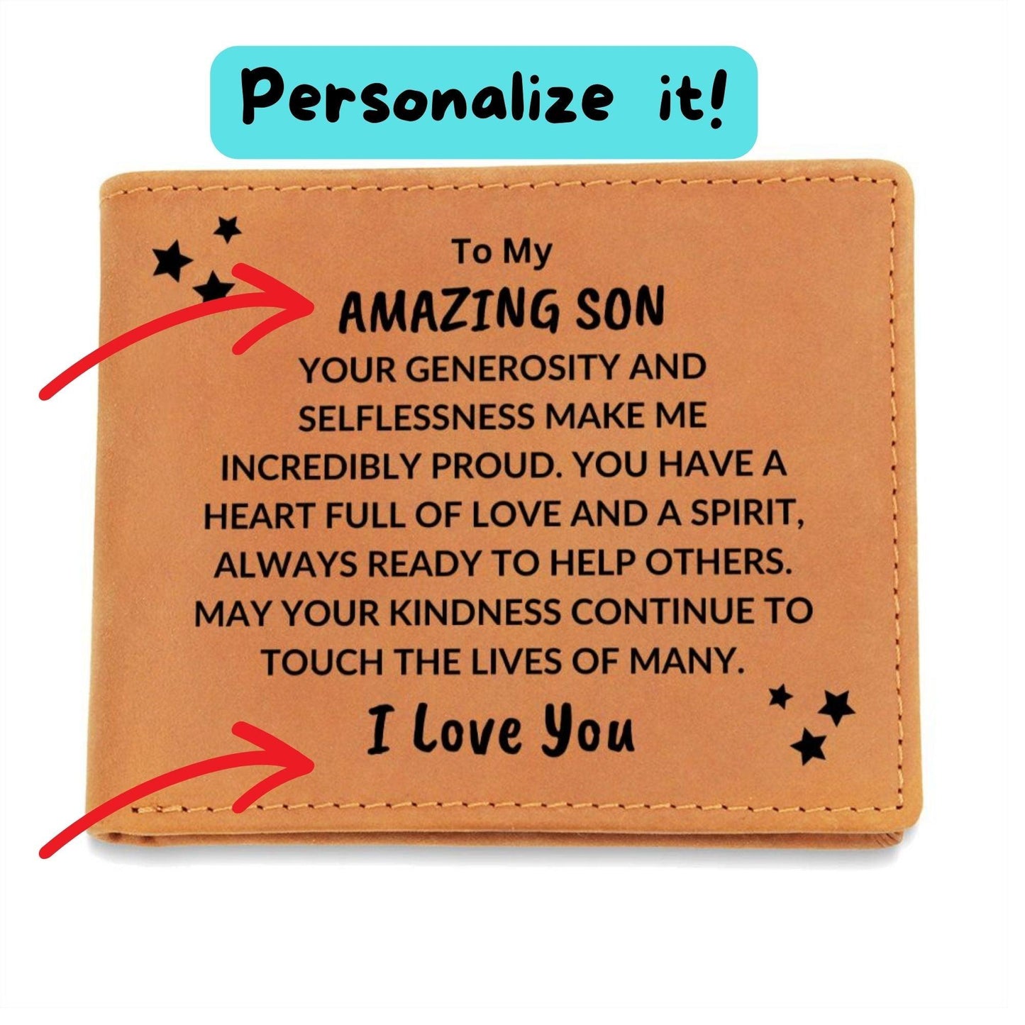 Son Birthday Graduation - I Admire You - Custom Leather Wallet - Mallard Moon Gift Shop