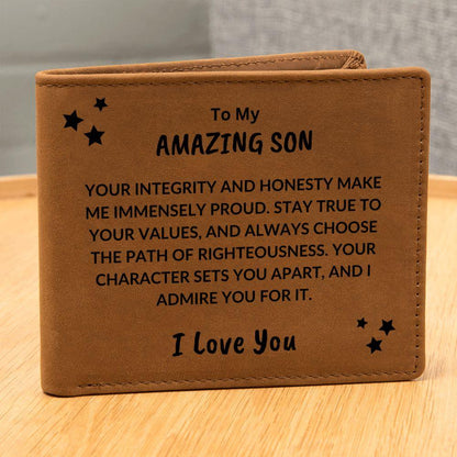 Son Birthday Graduation - I Admire You - Custom Leather Wallet - Mallard Moon Gift Shop