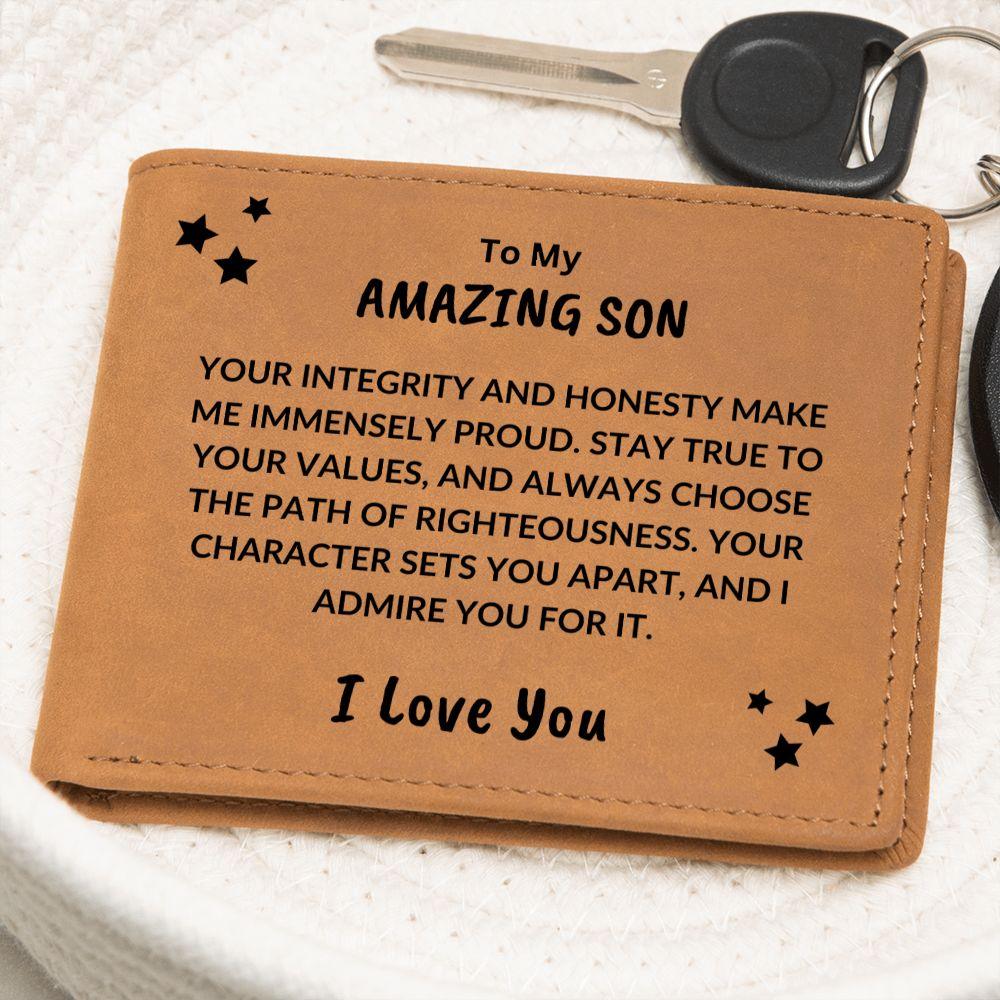 Son Birthday Graduation - I Admire You - Custom Leather Wallet - Mallard Moon Gift Shop