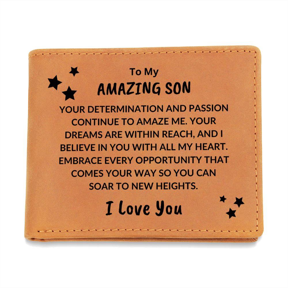 Son Birthday Graduation - I Believe In You - Custom Leather Wallet - Mallard Moon Gift Shop