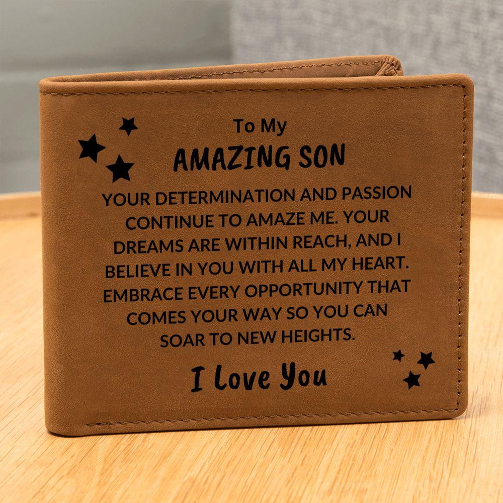 Son Birthday Graduation - I Believe In You - Custom Leather Wallet - Mallard Moon Gift Shop