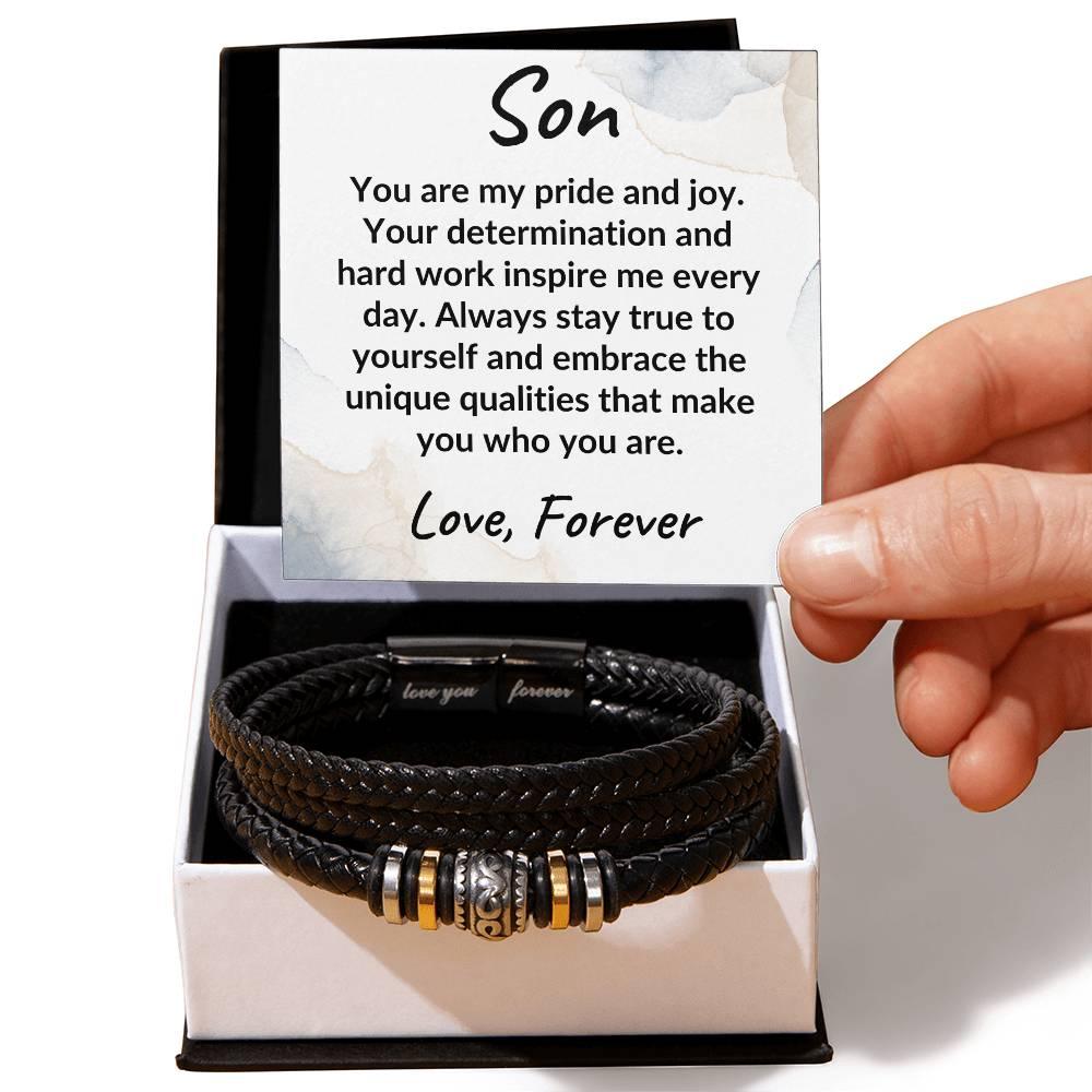 Son Braided Vegan Leather Bracelet: A Lasting Keepsake that Speaks to the Heart - Mallard Moon Gift Shop
