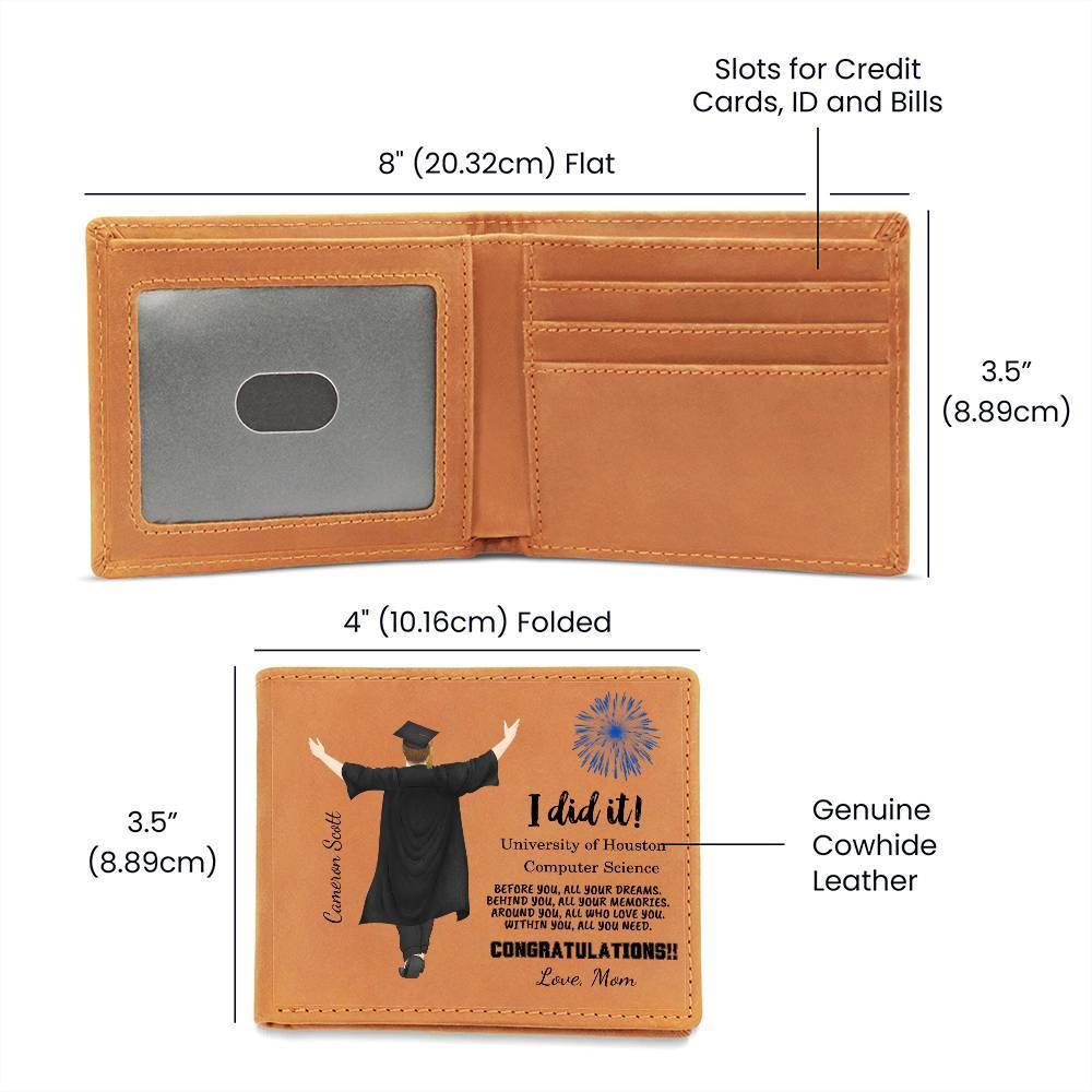 Son Custom Graduation Leather Wallet - Mallard Moon Gift Shop