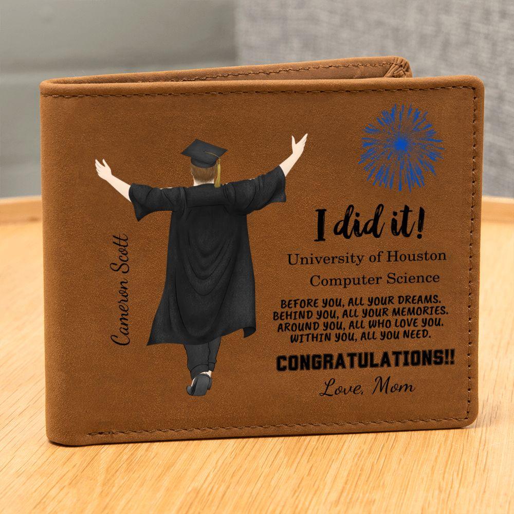 Son Custom Graduation Leather Wallet - Mallard Moon Gift Shop