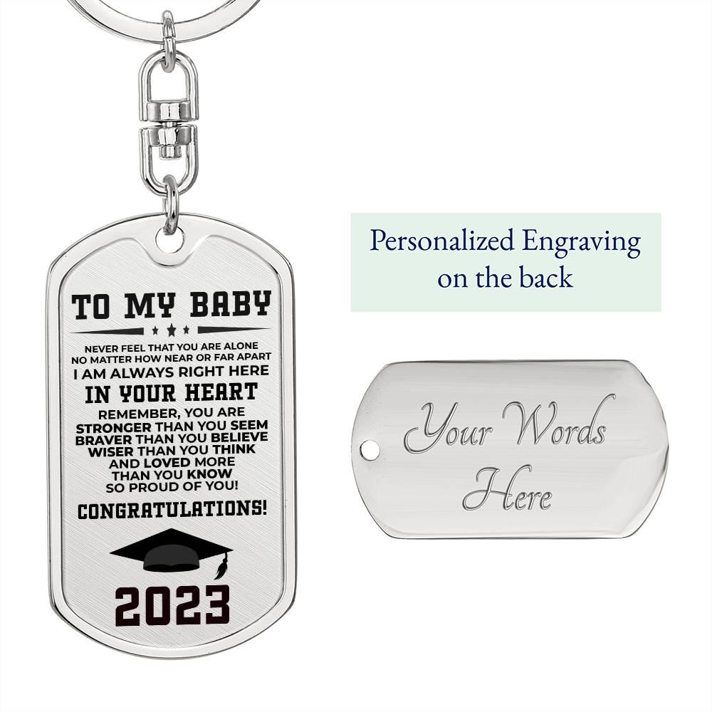 Son Graduation 2023 Engraved Keychain - Mallard Moon Gift Shop