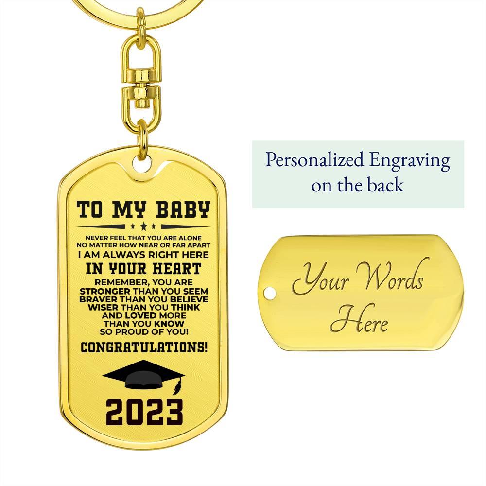 Son Graduation 2023 Engraved Keychain - Mallard Moon Gift Shop