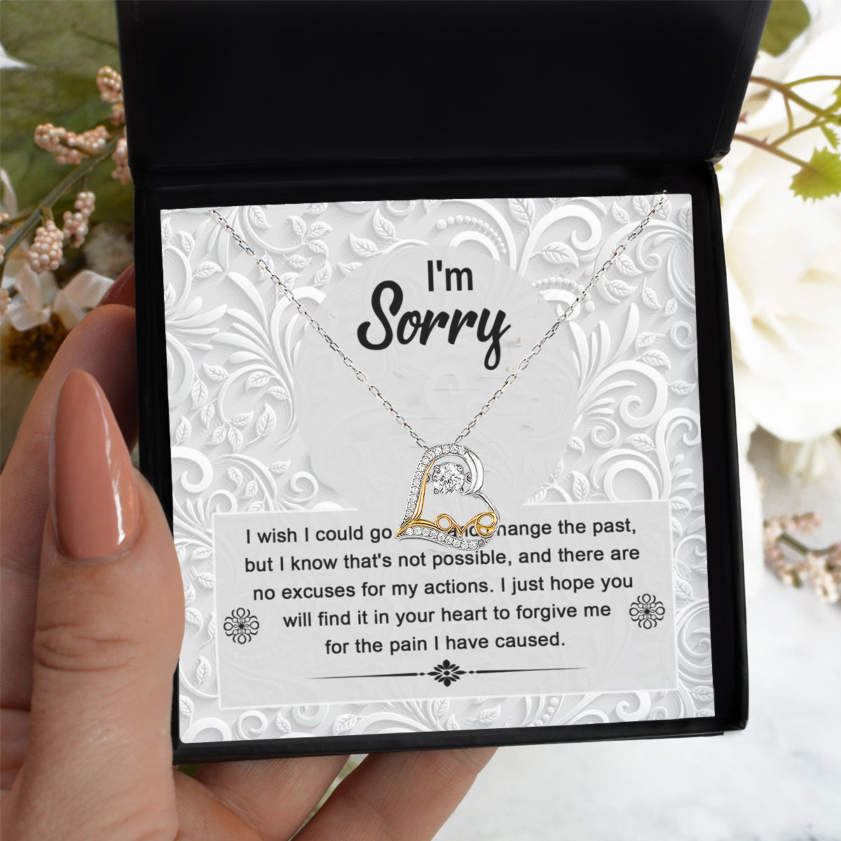 Apology Gift for Girlfriend, Wife, Soulmate - Sorry, Change The Past - Love Dancing Heart Pendant Necklace