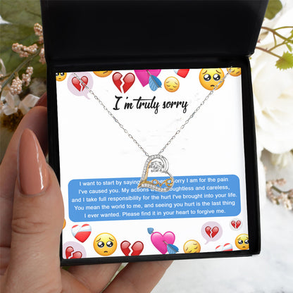 Apology Gift for Girlfriend, Wife, Soulmate - Sorry, How Deeply Sorry - Love Dancing Heart Pendant Necklace