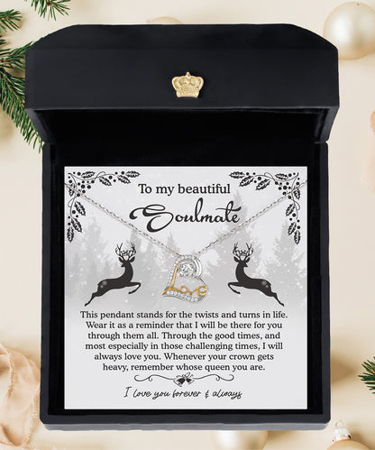 To My Beautiful Soulmate I Will Be There For You Christmas Anniversary Heart Pendant Necklace for Wife Girlfriend Jewelry