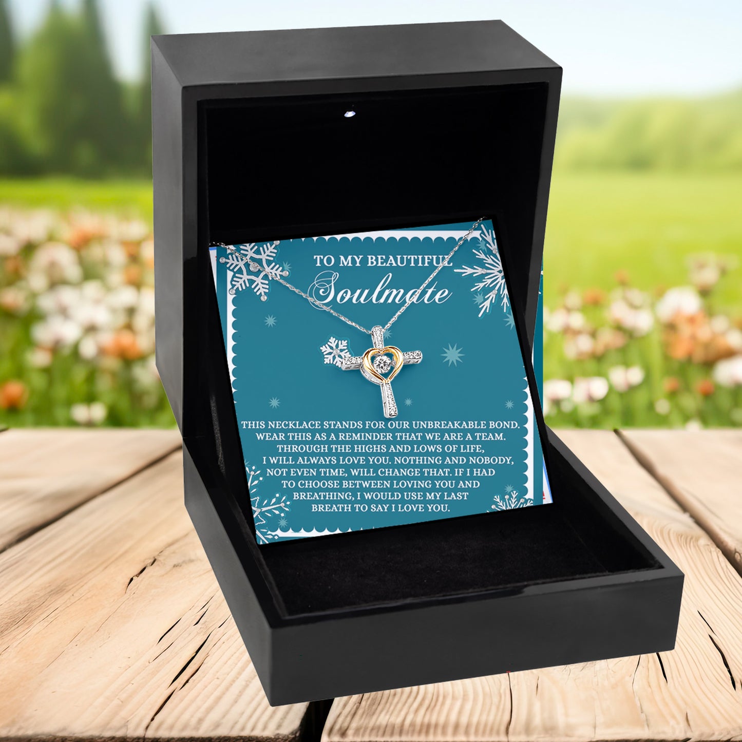 Soulmate, Wife, Girlfriend Romantic Gift - A Team - Dancing Cross Pendant Necklace