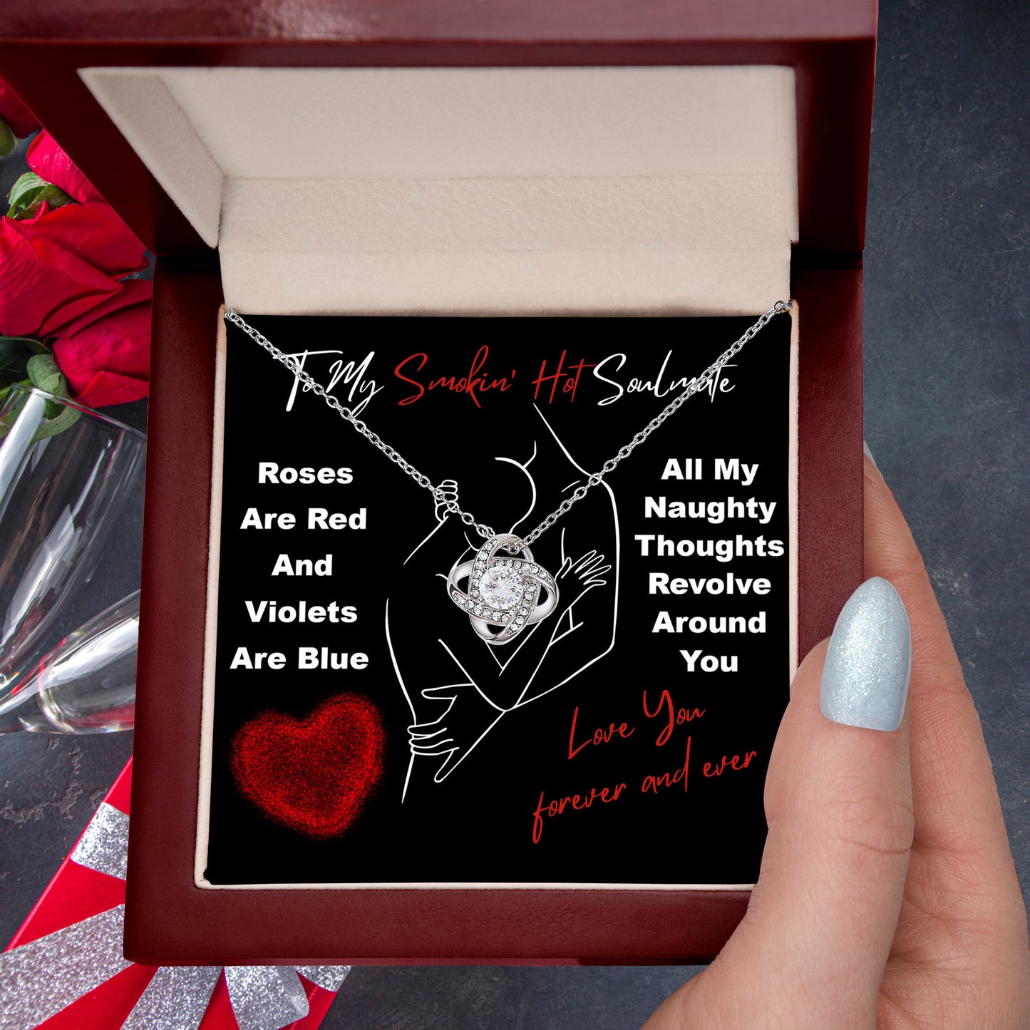 To My Smokin' Hot Soulmate - Love Knot Necklace – A Bold and Passionate Valentine’s Day Gift for Your Forever Love