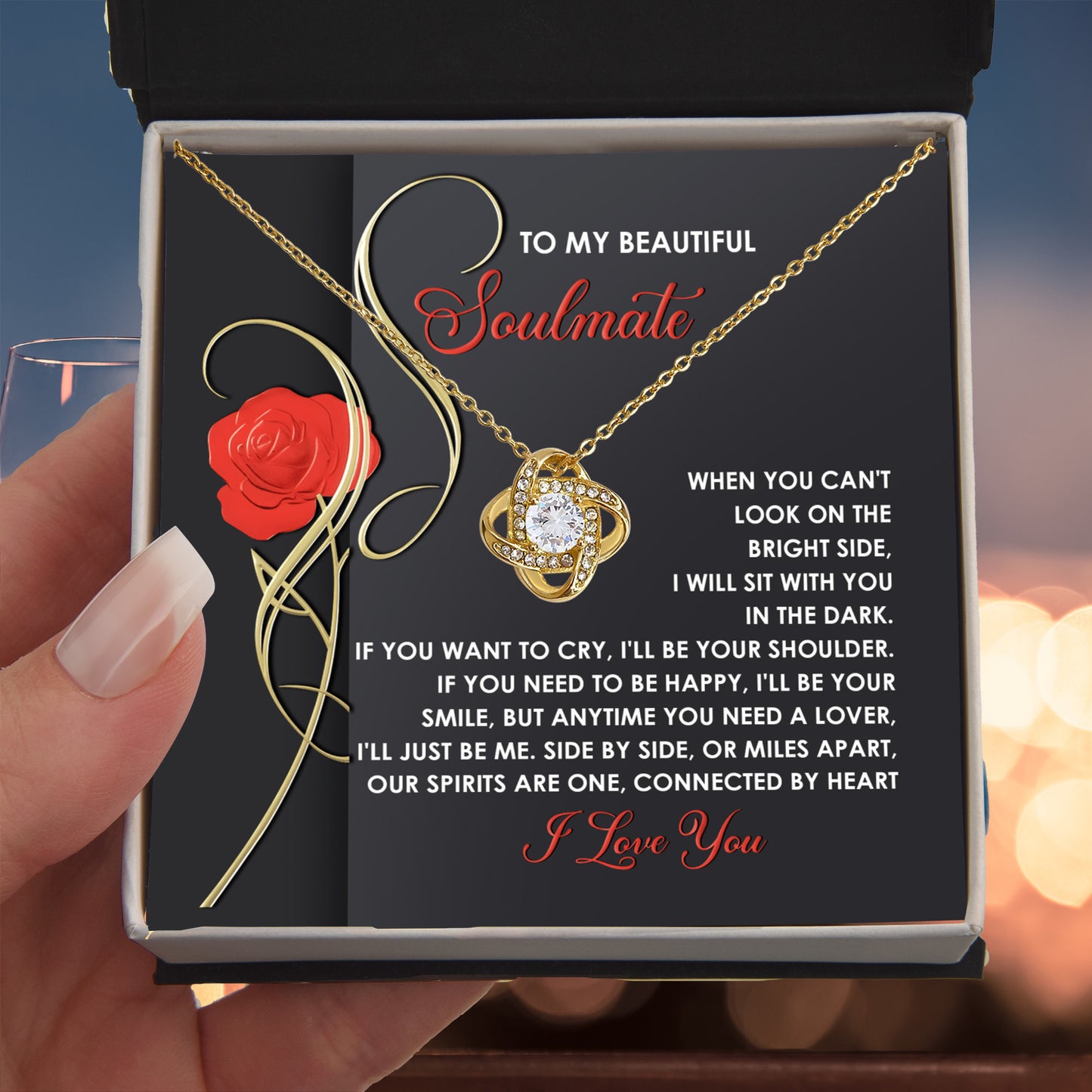 To My Beautiful Soulmate - Love Knot Necklace – A Romantic and Heartfelt Gift for Valentine’s Day or Anniversary