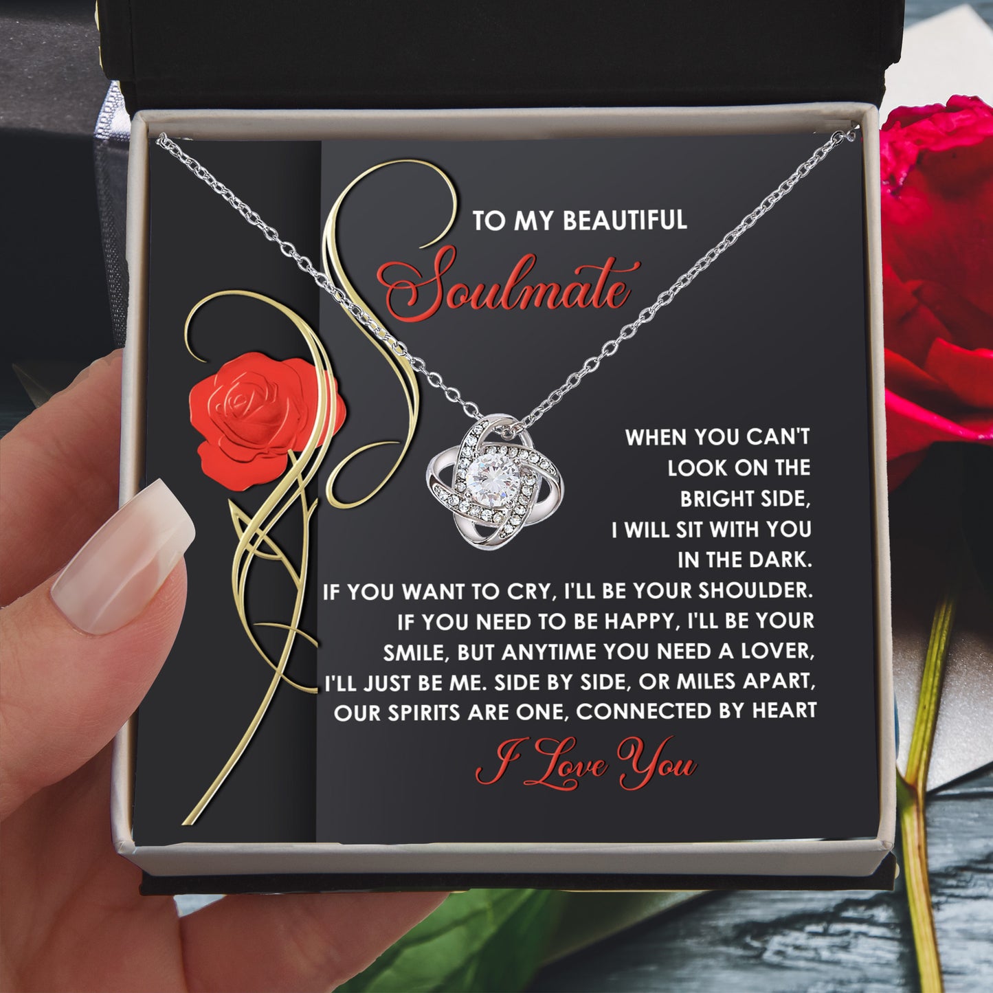 To My Beautiful Soulmate - Love Knot Necklace – A Romantic and Heartfelt Gift for Valentine’s Day or Anniversary